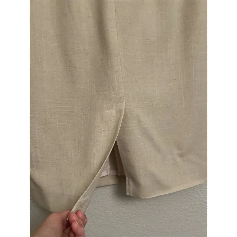 VTG Napa Studio Midi Pencil Skirt Modern Quiet Luxury Classic Career Lined Beige